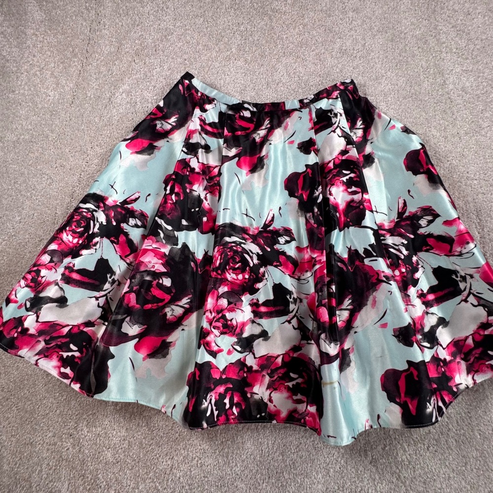 Blondie Nites Stacy Sklar Floral Satin Skirt Tulle Crinoline Blue Pink Black 3